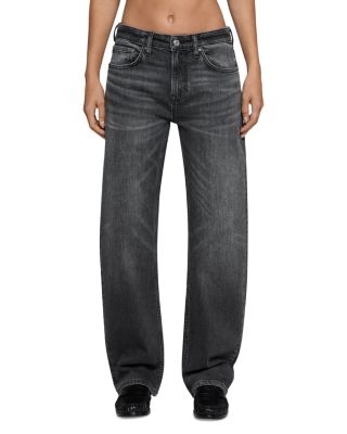 Alida High Rise Loose Bowed Jeans in Smoke
