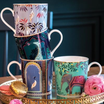 Sara Miller India Assorted Mugs, Set of 4