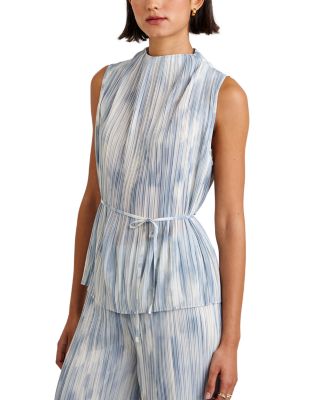 Mock Neck Top With Tie Belt