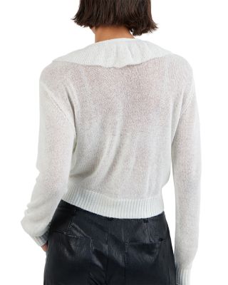 V Neck Ruffle Cardigan Sweater