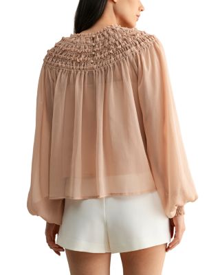 Smocked Sheer Blouse