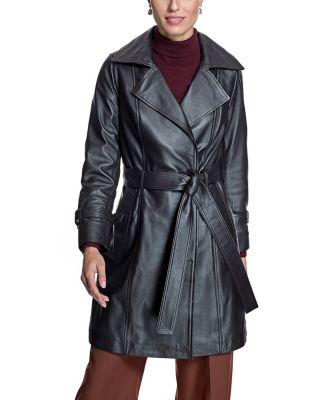 Leather Belted Trench Coat