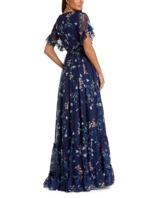 Flounce Sleeve Floral Maxi Dress
