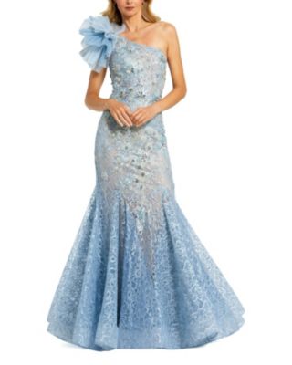 Embellished Tulle Flower Detail Mermaid Gown