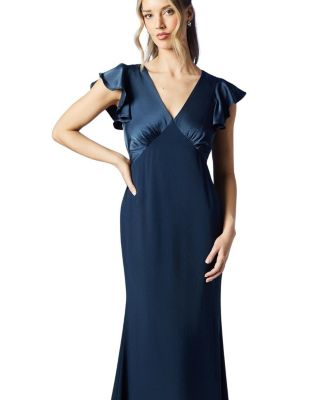 V-Neck Angel Short Sleeve Maxi Dress