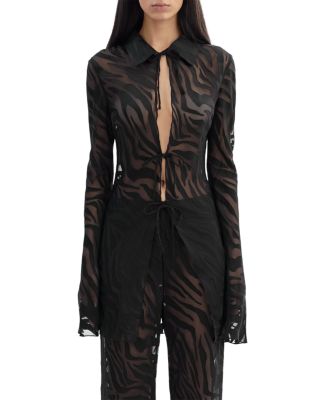 Sheer Zebra Pattern Shirt