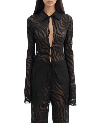 LAMARQUE Sheer Zebra Pattern Shirt | Bloomingdale's Women