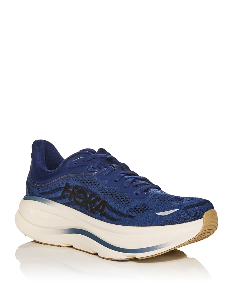 Hoka Men's Bondi 9 Lace Up Running Sneakers in Galatic Grey