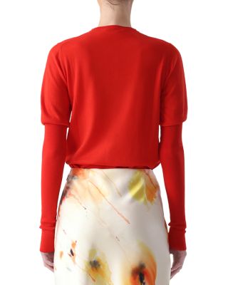 Merino Wool Crewneck Cardigan Sweater