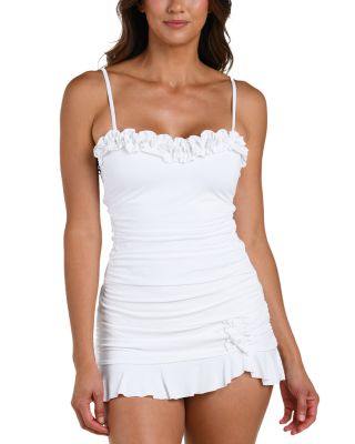 IG Ruffle Bandeau Tankini Top &amp; IG Ruffle Swim Skirt 