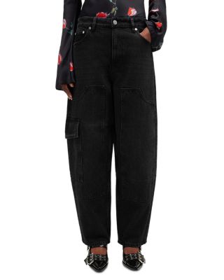 Essentials Rigid Low Rise Barrel Jeans in Black Washed