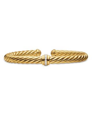 Cablespira&reg; Flex Center Station Bracelet in 18K Yellow Gold with Diamonds, 6mm