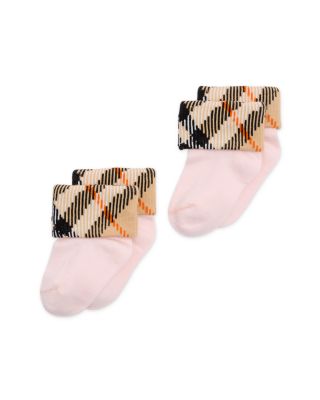 Unisex Check Turn Back Socks Set, Pack of 2 - Baby