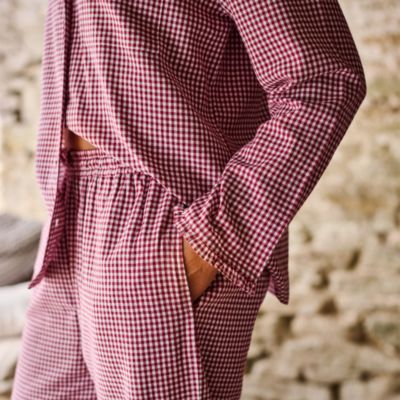 Gingham Ruffle Cotton Pajama Set