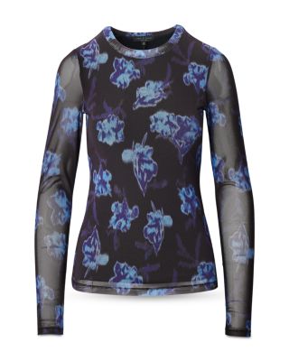 Yana Printed Mesh Long Sleeve Tee