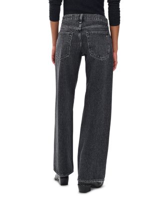 Saige Mid Rise Relaxed Leg Jeans in Charcoal