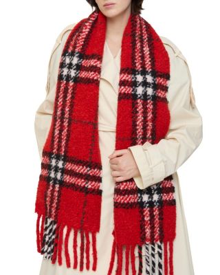  Check Alpaca Wool Blend Boucle Scarf