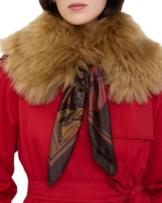  Scarf Trim Shearling Collar