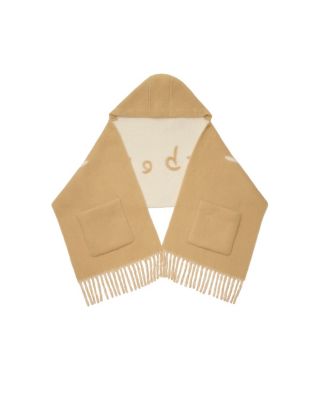  Logo Alpaca Wool Blend Hooded Scarf