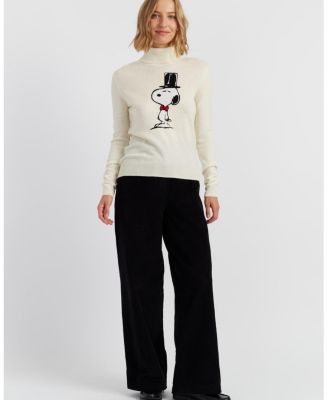  Women's Wool Cashmere Top Hat Snoopy Sweater