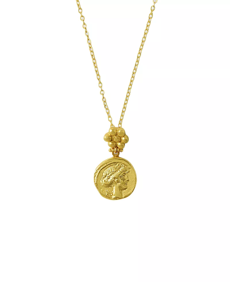 Ottoman Hands Goddess Demeter Coin Pendant Necklace