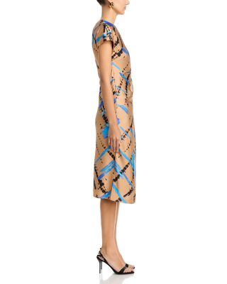 Avery Draped Printed Satin Dress