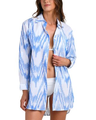 Tidal Wave Camp Shirt Swim Cover-Up