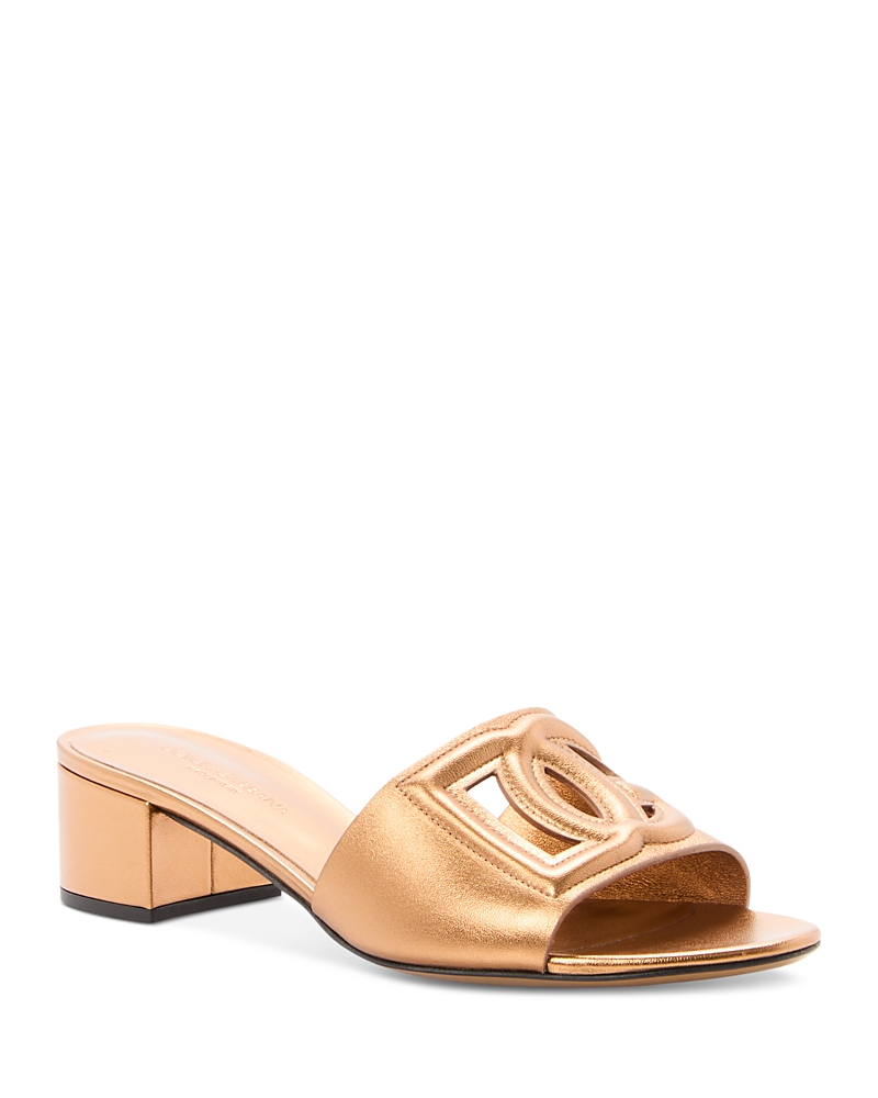 Dolce & Gabbana Women's Leather Slides In Gold