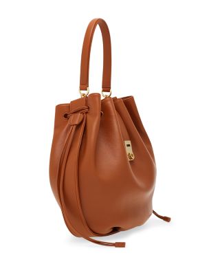 Hug Buckle Leather Bucket Bag