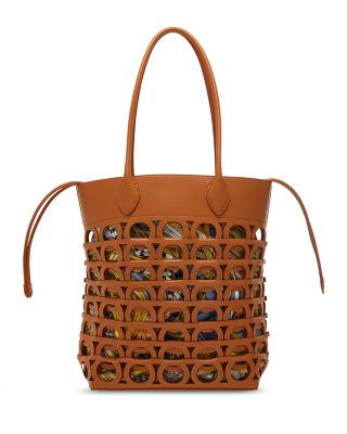Gancini Leather Basket Tote Bag