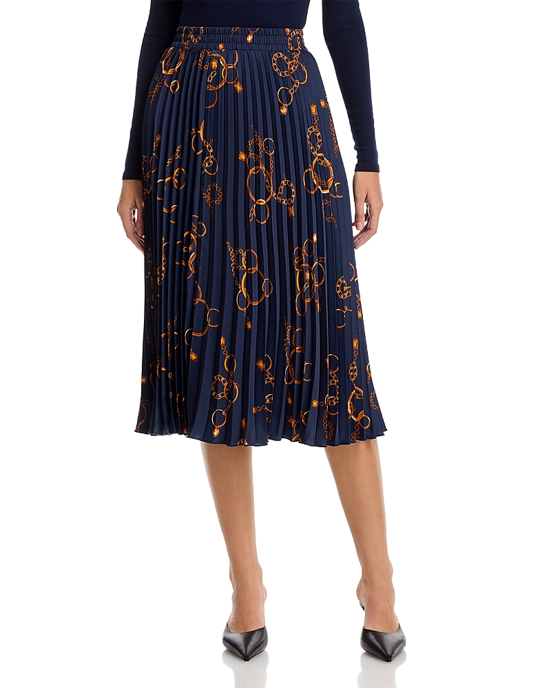 T Tahari Pull On Pleated Skirt In Blue