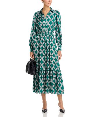 Half Placket Button Down Peplum Hem Dress