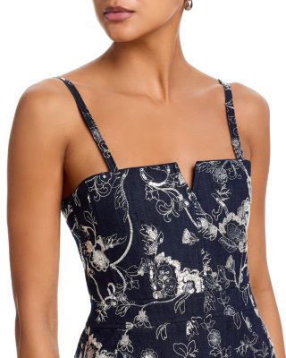 Zack Garden Embroidered Denim Dress