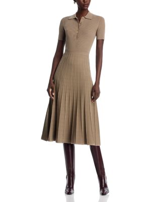 Michael Kors Fit & Flare Polo Midi Dress In Brown