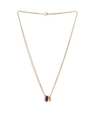  Love 3 Ring Pendant Necklace 18K Rose Gold and Ceramic with Diamonds, 14.75 - 16"