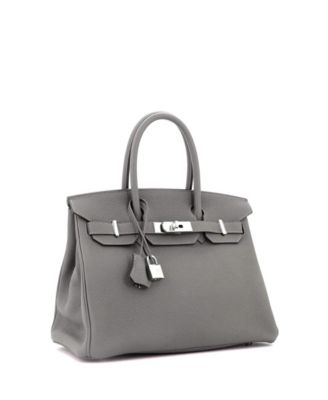 Birkin 30 Handbag Grey Clemence with Palladium Hardware