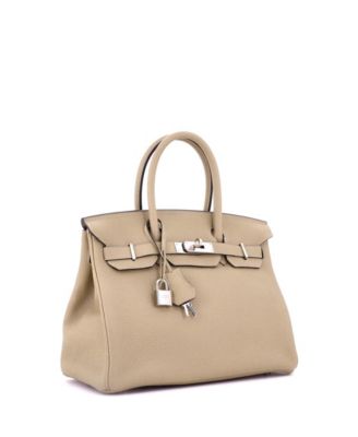 Birkin 30 Handbag Light Clemence with Palladium Hardware