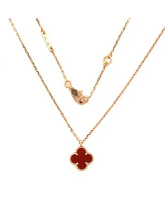  Sweet Alhambra Pendant Necklace 18K Rose Gold and Carnelian, 15.25 - 16"