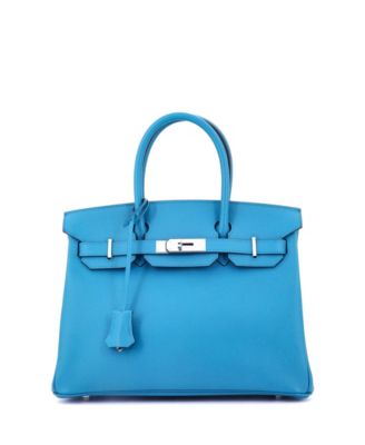 Birkin 30 Handbag Blue Epsom with Palladium Hardware