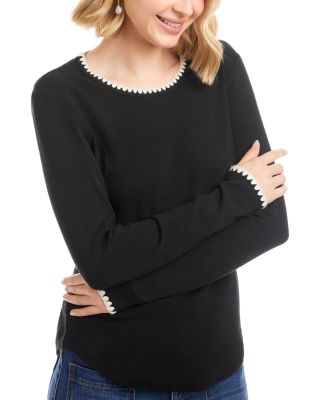 Long Sleeve Edge Stitch Crewneck Top	