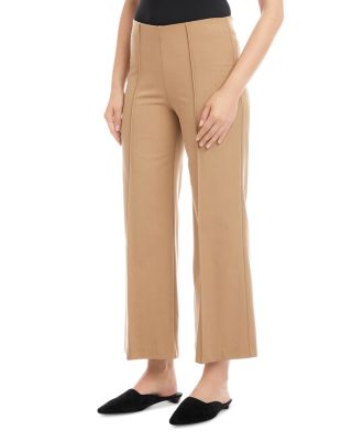 Cropped Pintuck Wide-Leg Pants