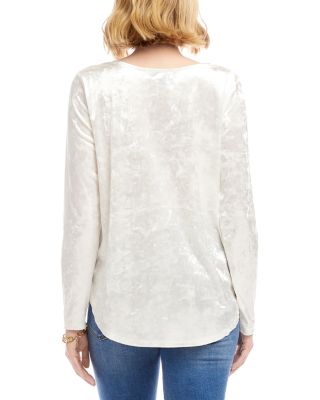Long Sleeve Crushed Velvet Shirttail Top