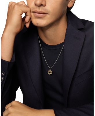 Men's 18K Yellow Gold & Sterling Silver Amulets Cable Star of David Pendant