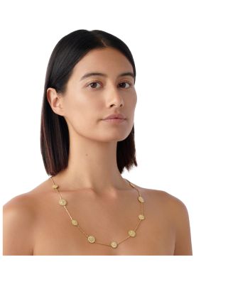 18K Yellow Gold Diamond Orbit Station Necklace, 32"