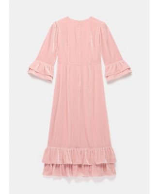 Women's Velvet Ruffle Midi Dress