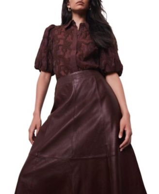 Women's Jacquard Puff Sleeve Shirt