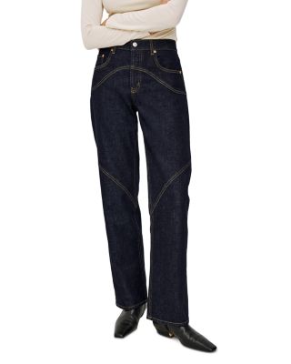 Del Mar High Rise Saddle Seam Straight Jeans in Midnight Blue