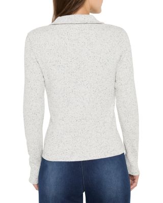 Rib Long Sleeve Polo Top