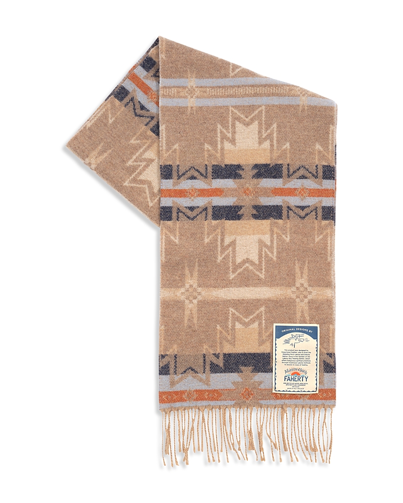 Faherty Doug Good Feather Reversible Scarf In Brown