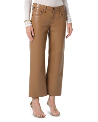 Faye Leather Vintage Straight Jeans in Pale Toffee
